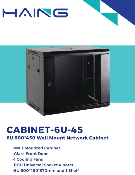 HAING 6U Wall Mount Cabinet, dimensions 600 x 450 mm
