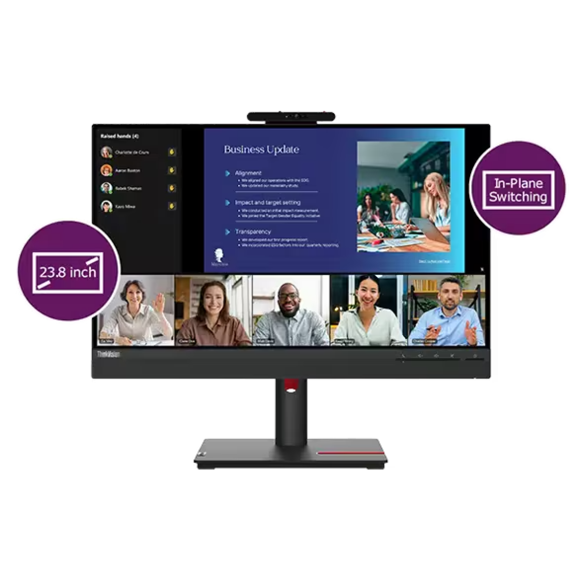 Lenovo ThinkVision T24v-30 Monitor – 23.8" IPS FHD Display, 75Hz, 4ms Response Time, Built-In Speakers, Black – 3 Year Warranty