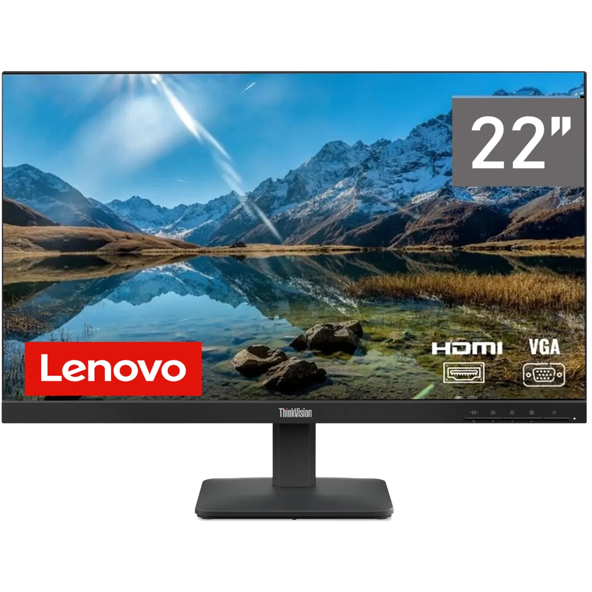 Lenovo ThinkVision S22-4e Monitor – 21.5" Full HD IPS Display, 100Hz, 4ms, 99% sRGB, WLED Backlight – 3 Year Warranty