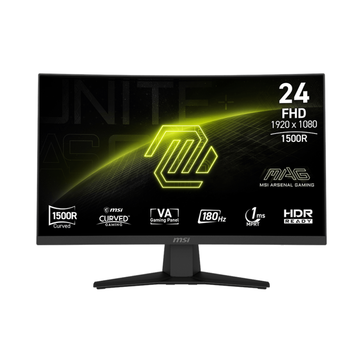 MSI MAG 244C Curved Gaming Monitor – 24" FHD Curved 1500R, 180Hz, 1ms, HDR Ready, HDMI & DisplayPort – 3 Years Warranty
