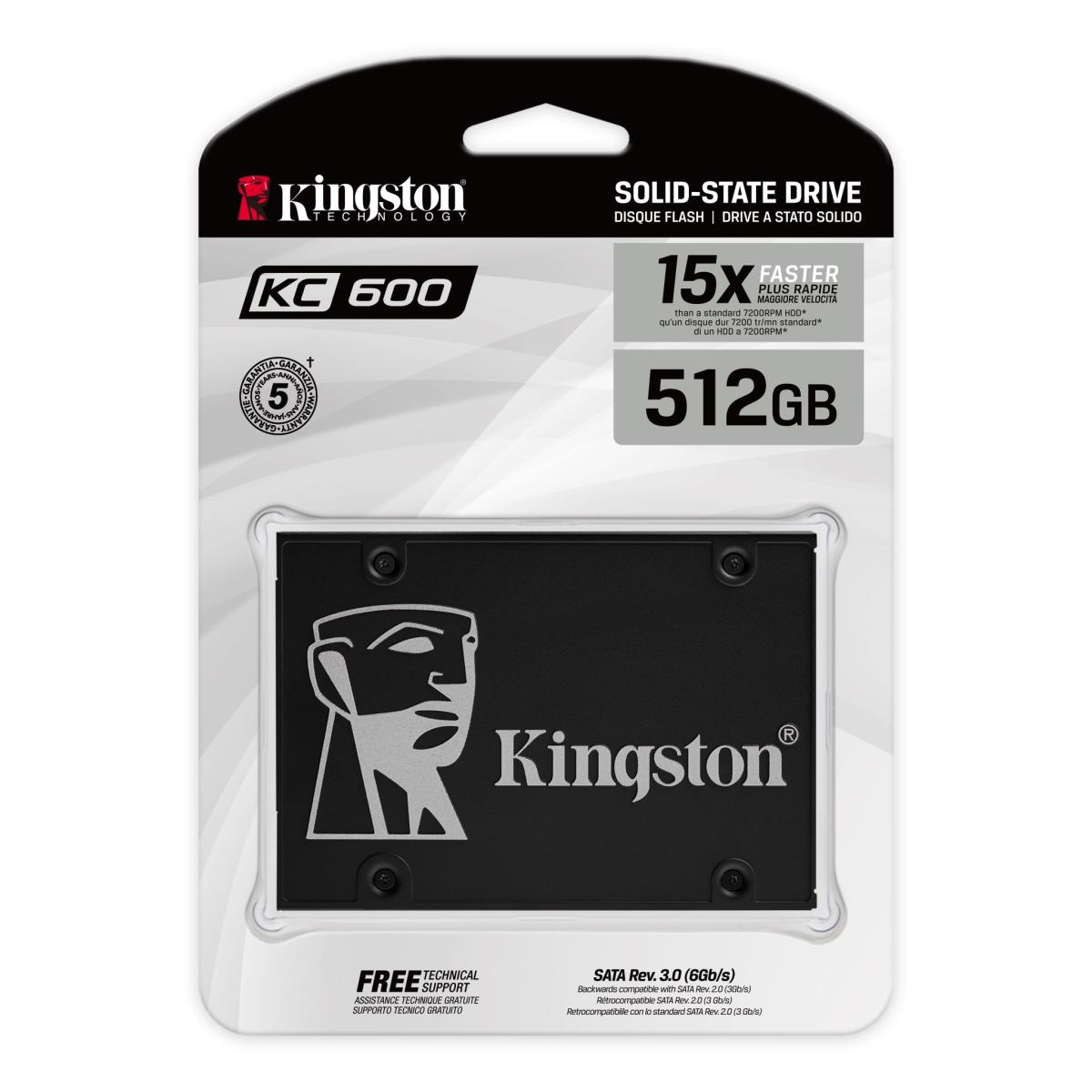 Kingston KC600 512GB SSD – 512GB SATA III 2.5" Internal Solid State Drive with Encryption
